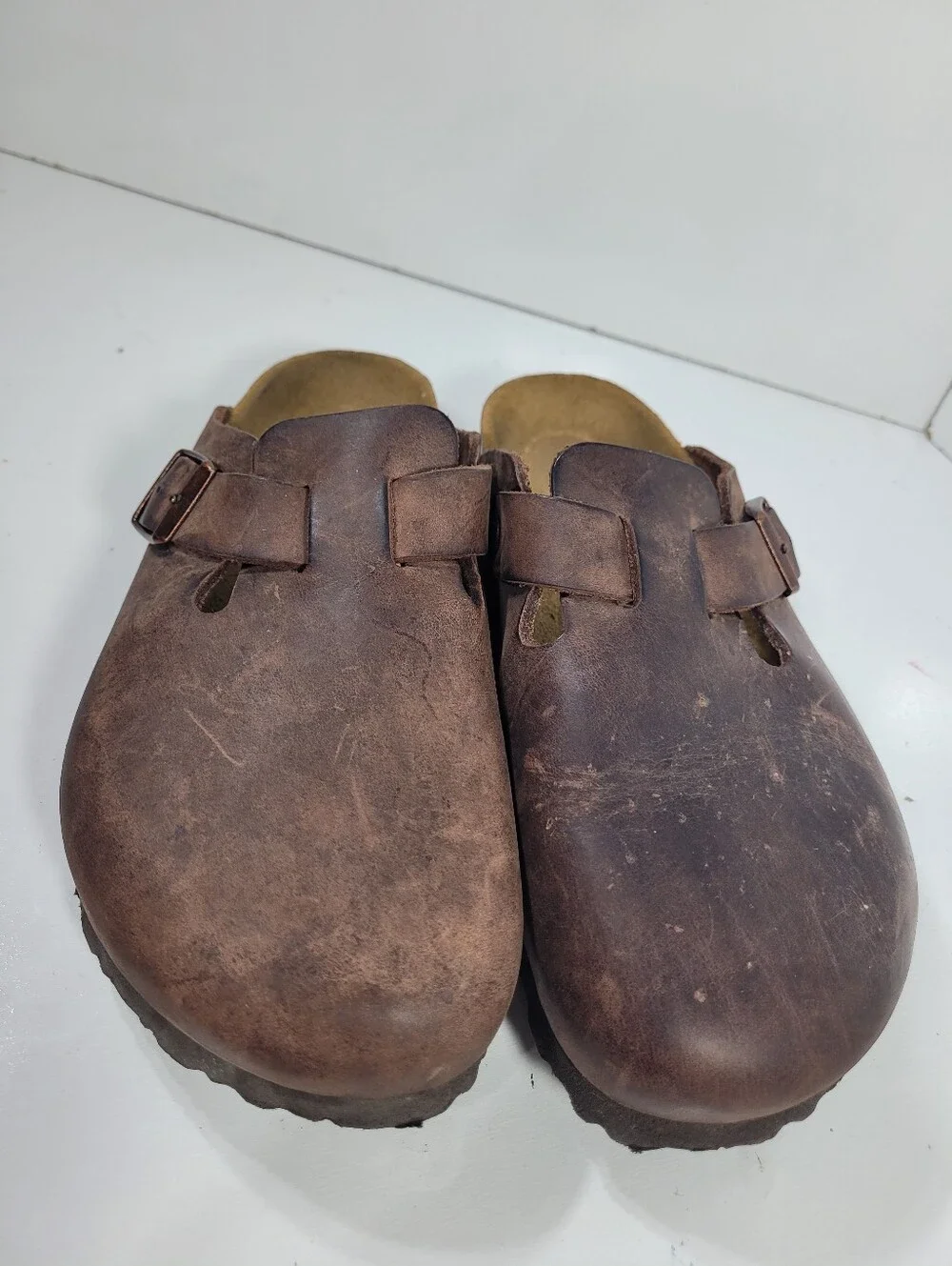 Birkenstock Boston Habana Brown Leather Clogs Regular Wide Size 39 US W8 M6 SFB